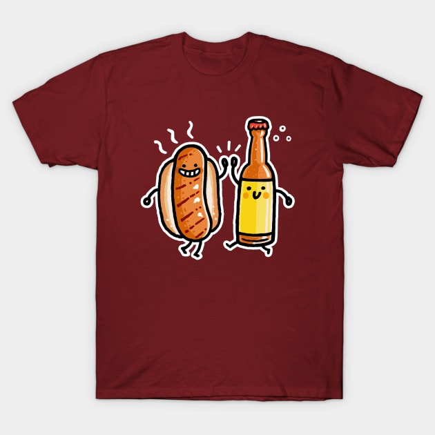 Brat and Beer T-Shirt by Walmazan